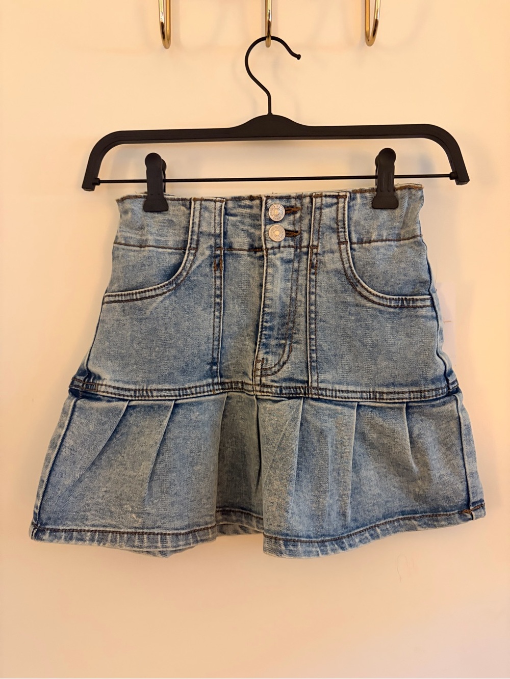 Jessica Simpson High-Waist Pleated Denim Mini Skirt - Light Blue - Girls